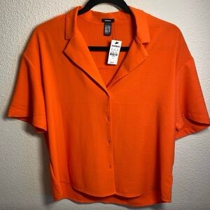 Express Bright Orange Short Sleeve Shirt